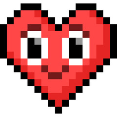Cartoon Pixel Smile Red Heart Character