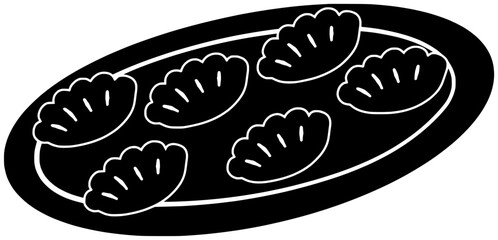 dumpling illustration dimsum silhouette gyoza logo asian icon food outline chinese meal meat dim cuisine china dish dough dumplings shape dinner vector graphic background