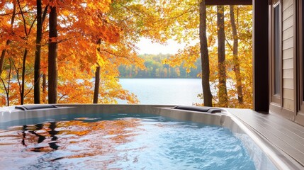 Autumn Lake Hot Tub Relaxation