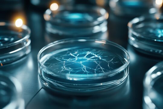 Laboratory scene showcasing neural precursor cells under observation in a modern research environment.