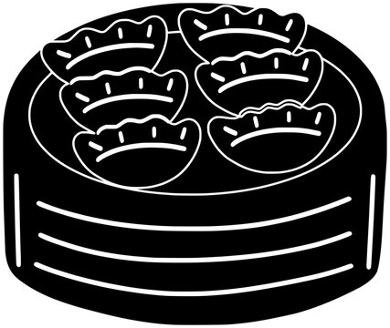recommend clip art: dumpling illustration dimsum silhouette gyoza logo asian icon food outline chinese meal meat dim cuisine china dish dough dumplings shape dinner vector graphic background