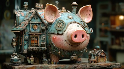 Obraz premium The Piggy Bank and Saving House