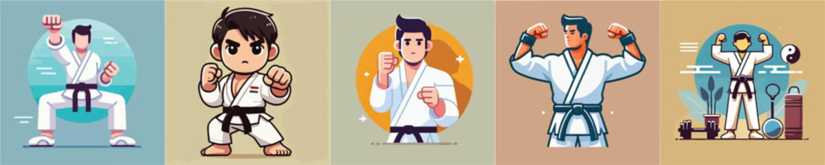 Vector collection of a martial arts athlete