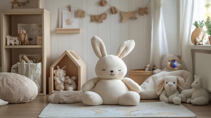 Cozy Scandinavian Kids Room with Wooden Toys and Playful Decor. Generative AI
