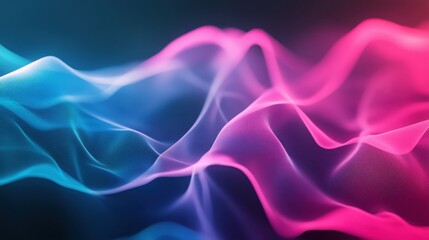 Abstract aurora with vibrant pink and cyan waves, forming a modern brand background.