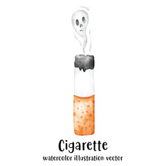 Cigarette, stop smoking, watercolor vector illustration 