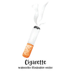Cigarette, stop smoking, watercolor vector illustration 