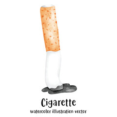 Cigarette, stop smoking, watercolor vector illustration 