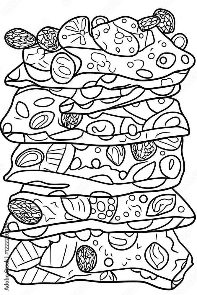 Poster a stack of five intricate, detailed, and patterned square tiles, resembling a pattern for a rug.