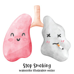 Cigarette, stop smoking, watercolor vector illustration 