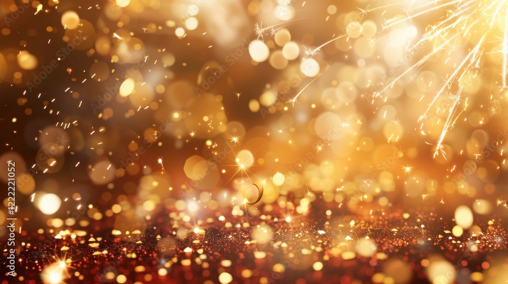 Poster a dazzling, golden background filled with shimmering bokeh lights, creating a festive and magical at