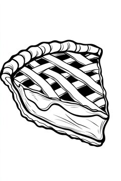 recommend clip art: Black and white line art illustration of a slice of pie with a lattice crust.