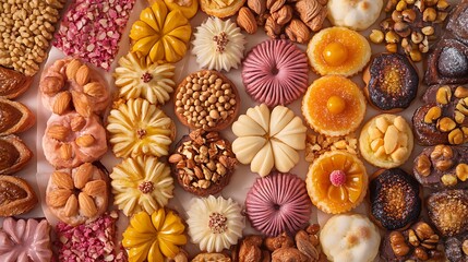 Assortment of baklava with nuts and pistachios