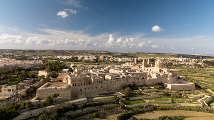 Aerial footage in Malta during winter holidays.	