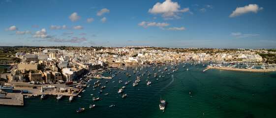 Aerial footage in Malta during winter holidays.	