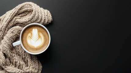 Warm Latte with Cozy Knitted Sweater
