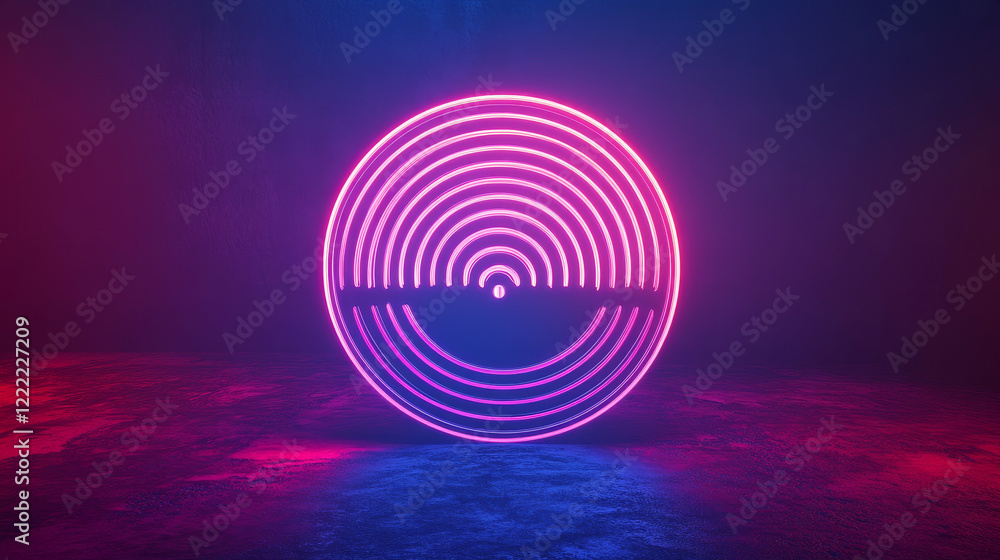 Aufkleber 3d wifi neon light symbol technology vector effect. abstract wireless wave sign glow icon. sound sca