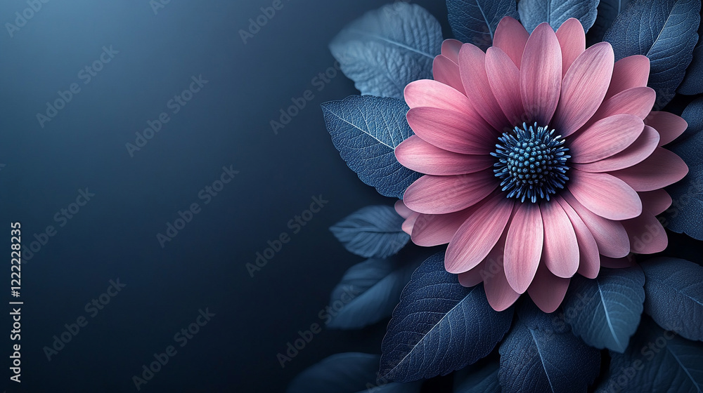 Poster white and pink assorted flowers create a soft minimalistic background in bright tones symbolizing pu
