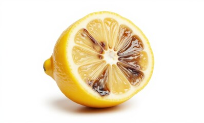 Fresh lemon half with unique coloration