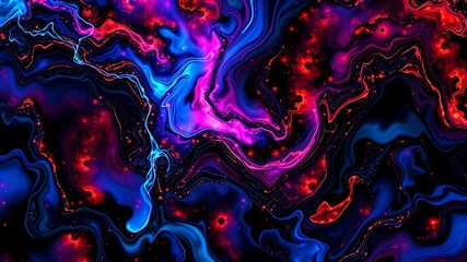 Obraz premium Abstract cosmic nebula background with vibrant red, blue, and pink swirling colors, perfect for science fiction or fantasy designs.