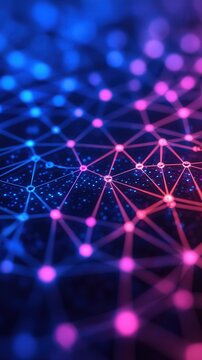 Abstract Digital Network Illustration with Colorful Nodes and Lines for Technology Backgrounds and Designs