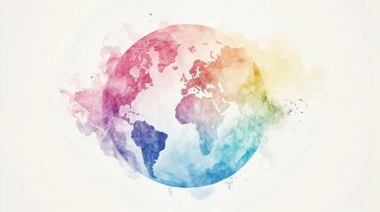 Watercolor hand painted planet Earth isolated on white background. Symbol of life,Environmental problems and environmental protection ecology,Hand drawn Globe watercolour paint,Earth Day.