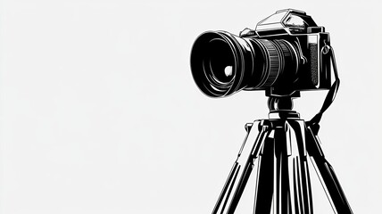 Camera on Tripod Clipart in Side View Angle (Generative AI)