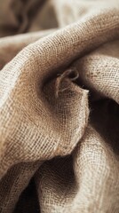 Rustic Burlap Fabric Texture Close-Up Perfect for Craftsmanship and Sewing Projects, Generative AI