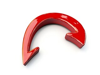 Naklejka premium Bold Red Arrow Curving Diagonally with a Smooth Brush Stroke Effect on a White Background, Perfect for Directional Graphics and Creative Design Concepts