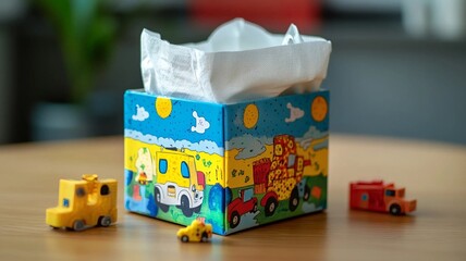 Tissue Box Made with Kids' Toys Aesthetic (Generative AI)