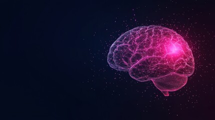 Innovation Abstract Brain with Circuit Abstract brain made of glowing particles and lines, dark background, represents creative thinking and innovation