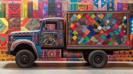 Truck Art-Inspired Geometric Patterns Wallpaper (Generative AI)