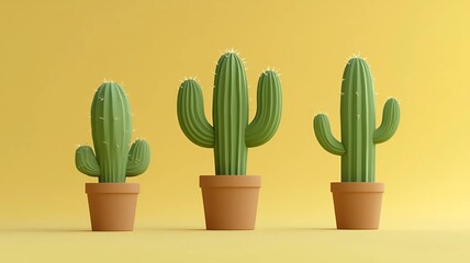 3D Cactus Plant Cutout with Small Rounded Spines (Generative AI)
