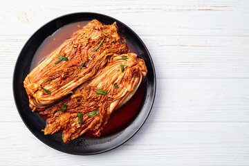 Traditional korean food kimchi photography . Top view