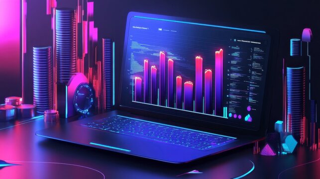 Organic traffic growth graph on a sleek D laptop interface, highlighting successful content marketing strategies. - Powered by Adobe