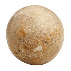 Beige stone sphere, isolated, white background, craft