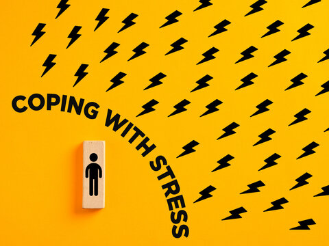 Coping with stress and pressure management concept with lightning bolts