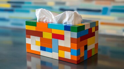 Aesthetic Tissue Box Made with Kids' Blocks (Generative AI)
