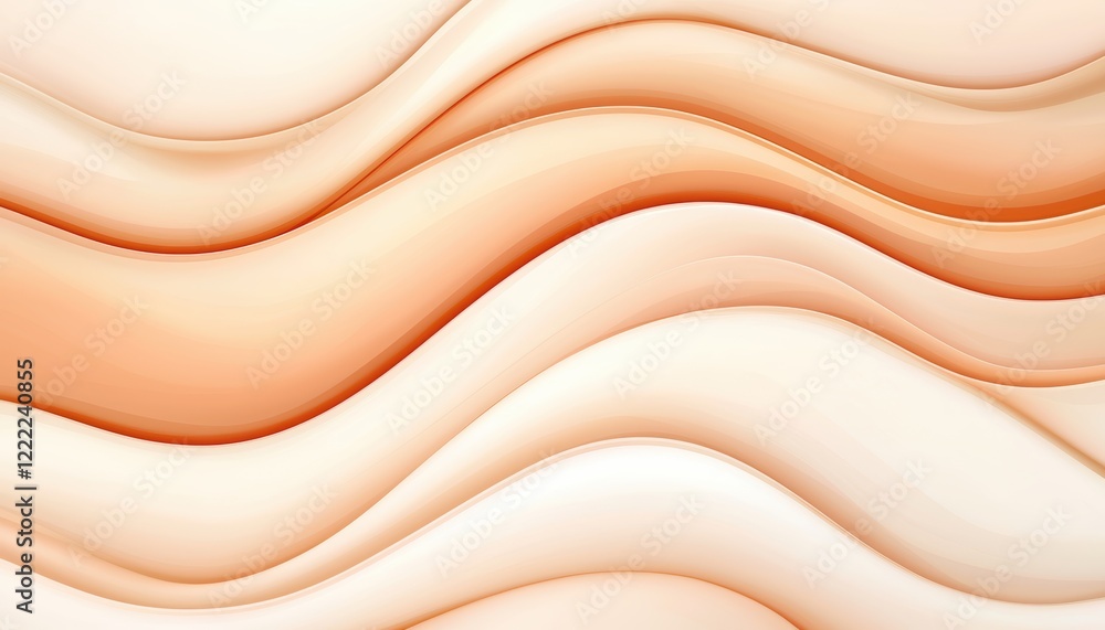 Poster dynamic wave-like structure with overlapping peach-colored layers, featuring a glossy texture and so