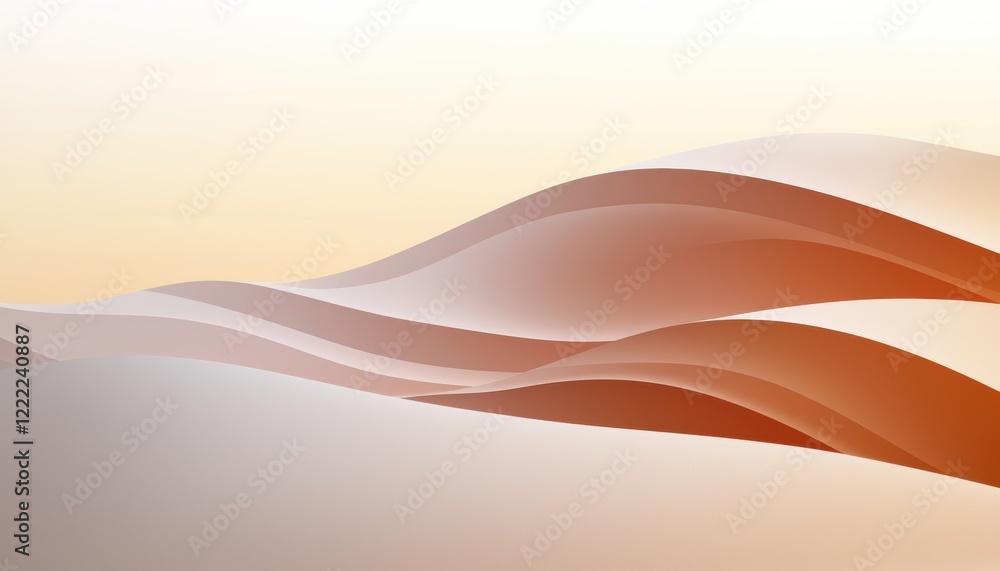 Poster dynamic wave-like structure with overlapping peach-colored layers, featuring a glossy texture and so