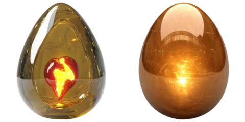 exclusive golden eggs concept. Glowing decorative eggs with vibrant inner designs.