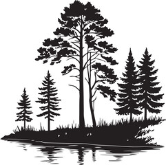Silhouettes of trees