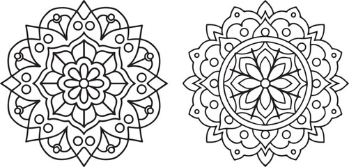 Abstract floral ornament and mandala design