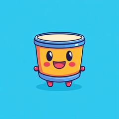 Happy Cartoon Drum Character Design Illustration