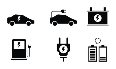  Icon of Electric Vehicles and Battery Charging Concepts