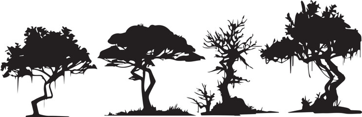 Set Trees. Hand drawn vector illustration	