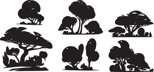 Set Trees. Hand drawn vector illustration	