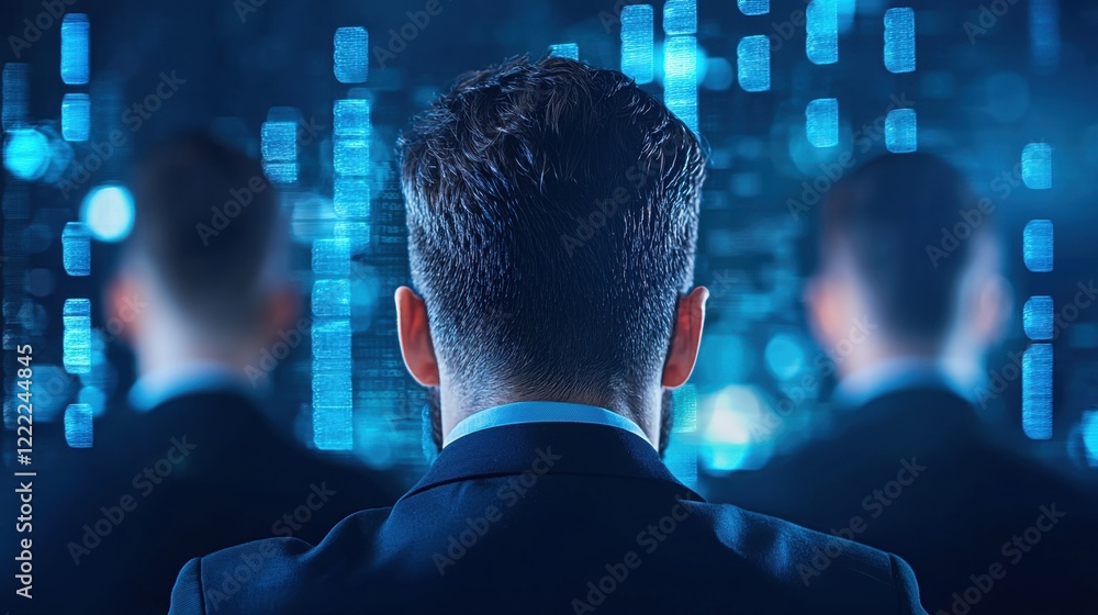 Poster security threat detection dashboard security analyst monitoring a threat detection dashboard, multip