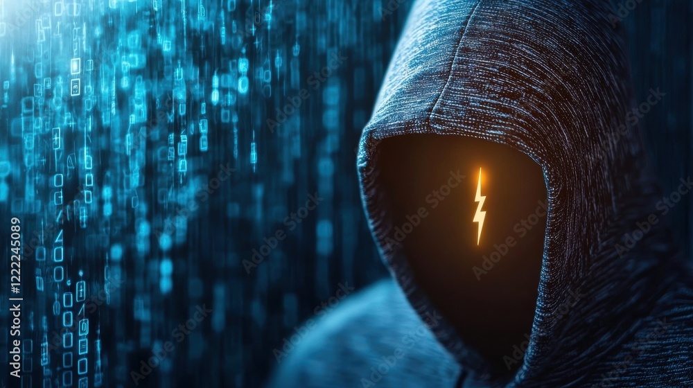 Poster security hacker activity and system breach digital representation of a system breach with data strea