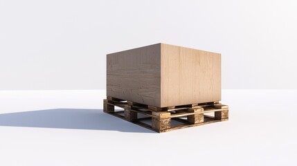Several carton boxes are evenly stacked on a double-decked pallet in a 3D rendering, isolated against a white background. The arrangement highlights packaging and delivery processes, representing